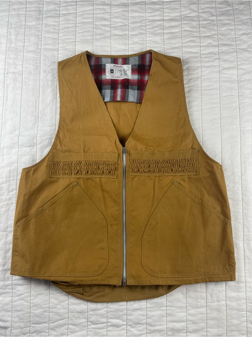 Vintage Western Field Montgomery Ward Shooting Hunting Canvas Vest Medium
